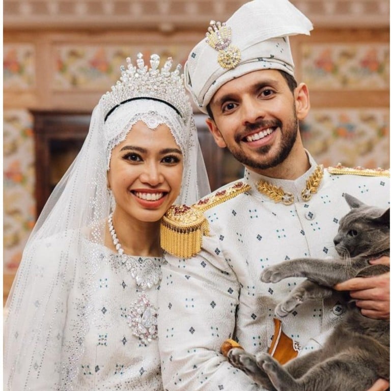 Brunei’s Princess Fadzilah and her groom Awang Abdullah Nabil Mahmoud Al-Hashimi sported elegant ensembles on different days of their wedding celebrations. Photos: @muash.portfolio, @newtron_bw/Instagram