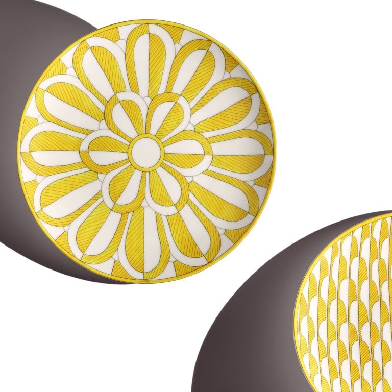 Radiant plates of different sizes from the Soleil d’Hermès collection, the latest from La Table Hermès, the storied Parisian luxury house’s tableware division. Photos: Hermès