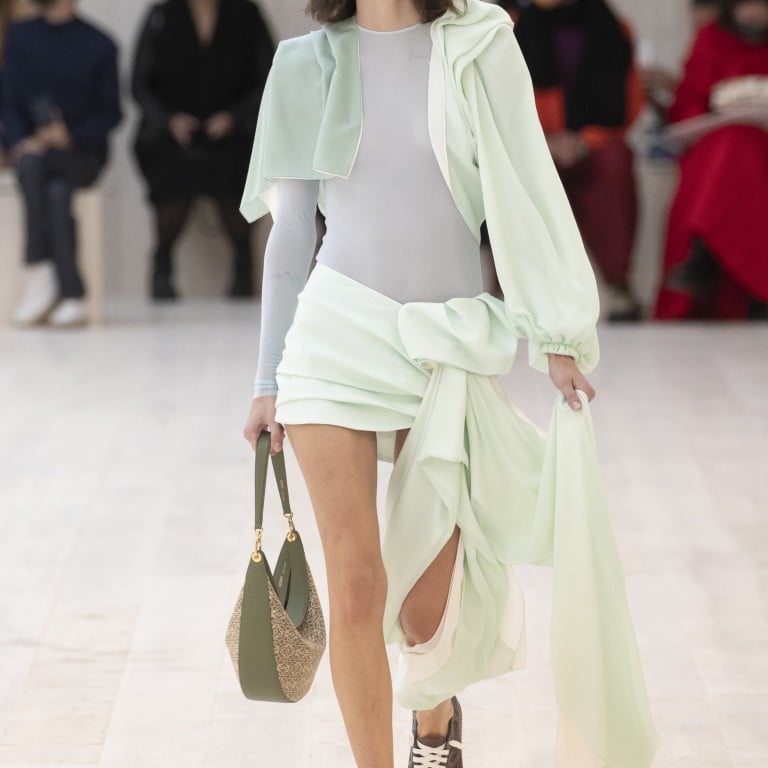 Loewe’s spring/summer 2022 collection includes the Hammock Nugget and Luna bags – shown is the Luna Anagram – both characteristic of the innovative thinking of creative director, Jonathan Anderson. Photos: Loewe