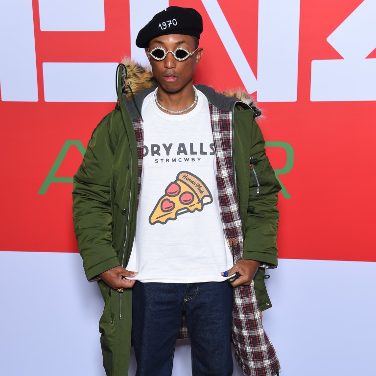 How to get Pharrell Williams effortlessly cool Paris Fashion Week look from his custom made Tiffany Co. gold glasses ringed with diamonds to Kenzo parka and embroidered beret South China Morning