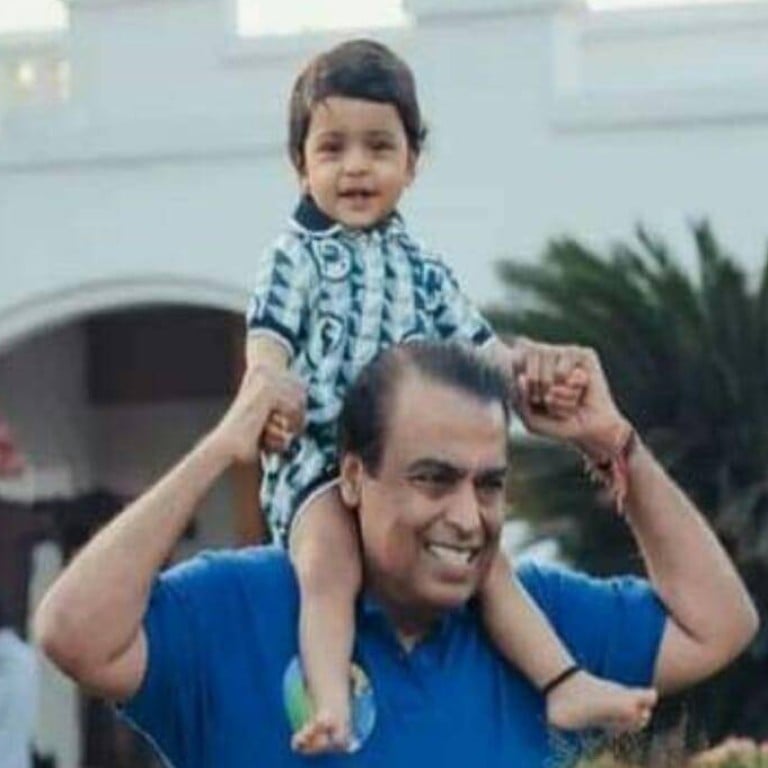 Mukesh Ambani spends time with his grandson Prithvi. Photo: @madhav5948/Instagram