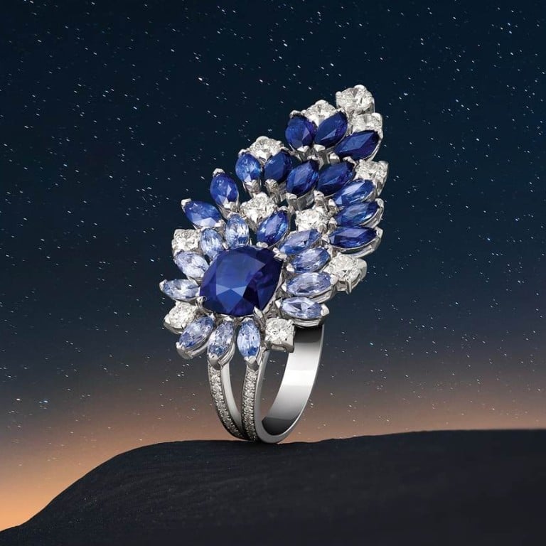 Five high jewellery pieces, including Piaget’s Infinite Lights ring, that showcase large sapphires. Photo: Piaget
