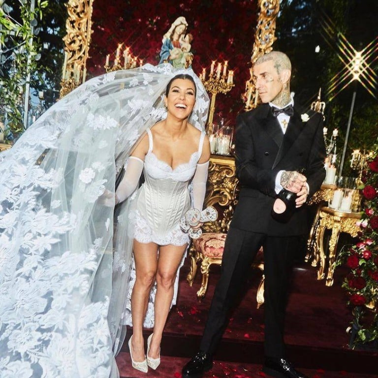 Kourtney Kardashian and Travis Barker at their third wedding. Photo: @kourtneykardash/Instagram