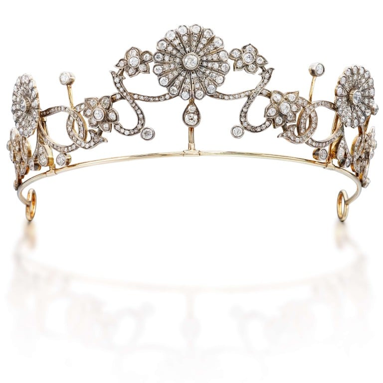 Up for auction in July, this floral tiara is an example of the style favoured by royals around the world but more modern interpretations have recently been rocking award-season red carpets. Photo: Sotheby’s