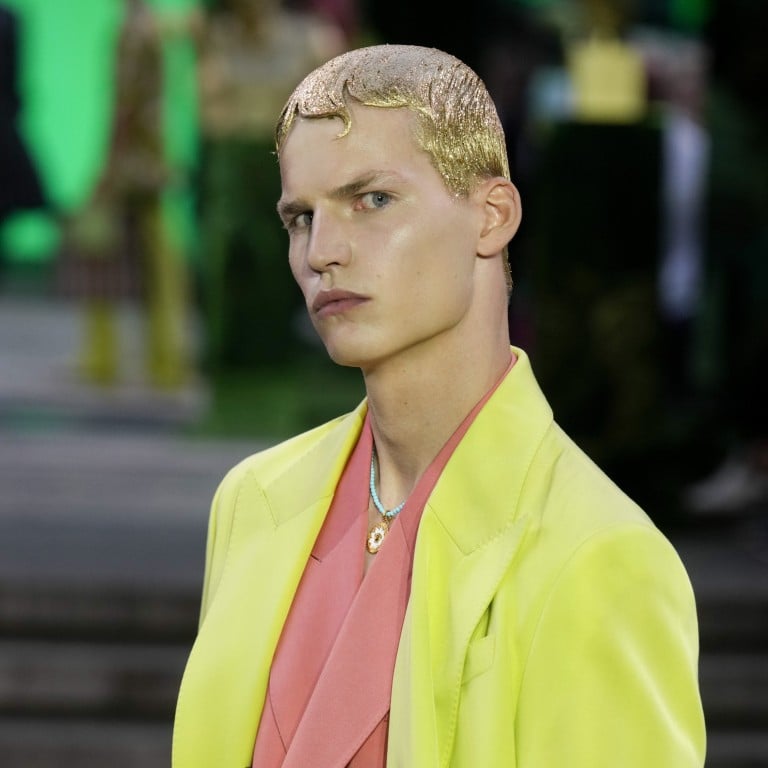 Versace evoked nostalgia with loud colours for Milan Men’s Fashion Week. Photo: AP