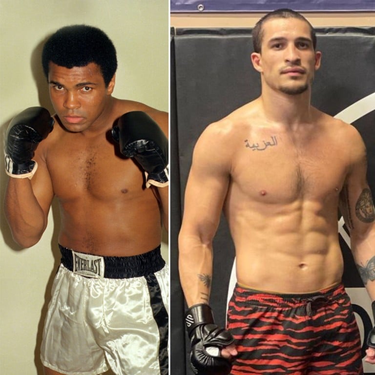 Biaggio Ali Walsh (right) is the grandson of boxing legend Muhammad Ali (left). Photos: AP, @biaggioaliwalsh/Instagram