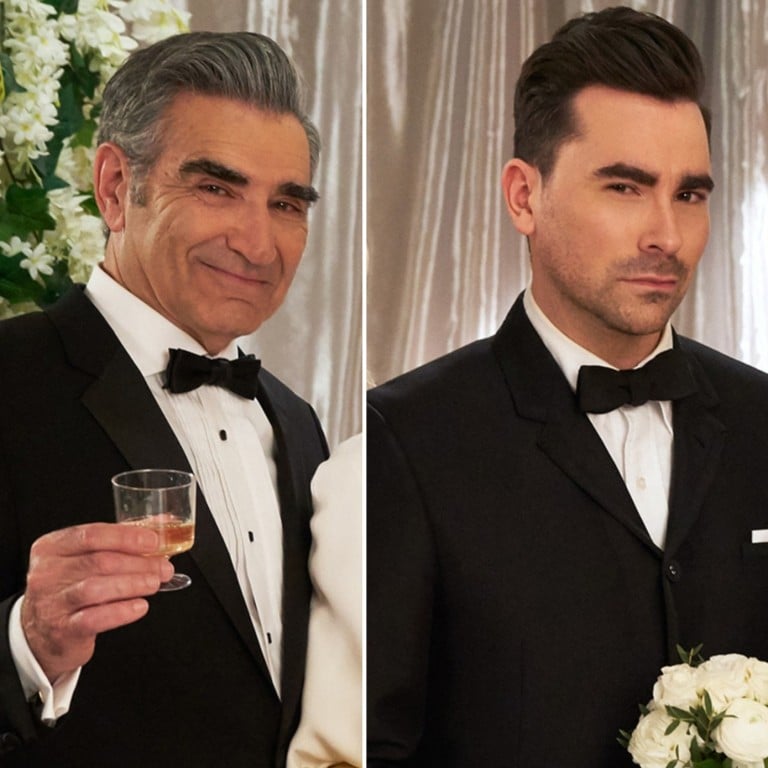 Actors and father-son duos Eugene and Dan Levy, and Dustin and Jake Hoffman. Photos: @jakehoffman561/Instagram; AP, TNS