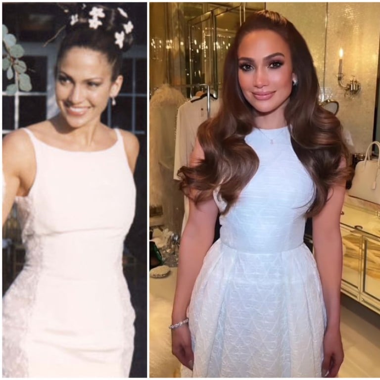 Marrying for the fourth time, Jennifer Lopez has had the chance to try out different wedding dress styles over the years. Photos: OldLoves/Tumblr, @chrisappleton1/Instagram, AP