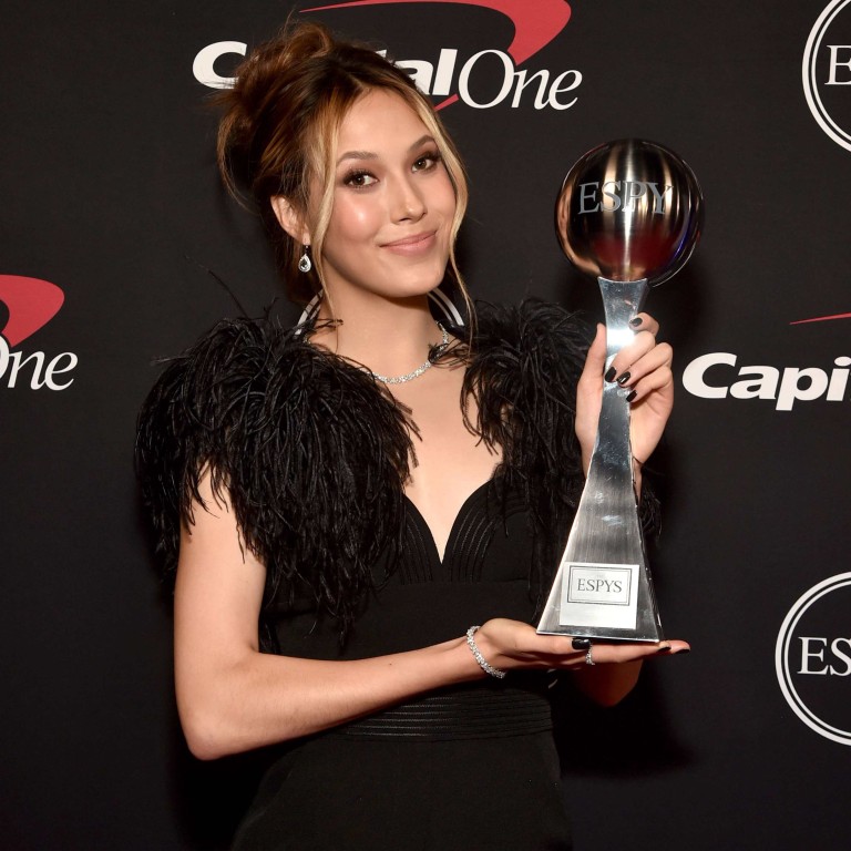 Eileen Gu Dazzles in Feathered Elie Saab Jumpsuit at ESPY Awards