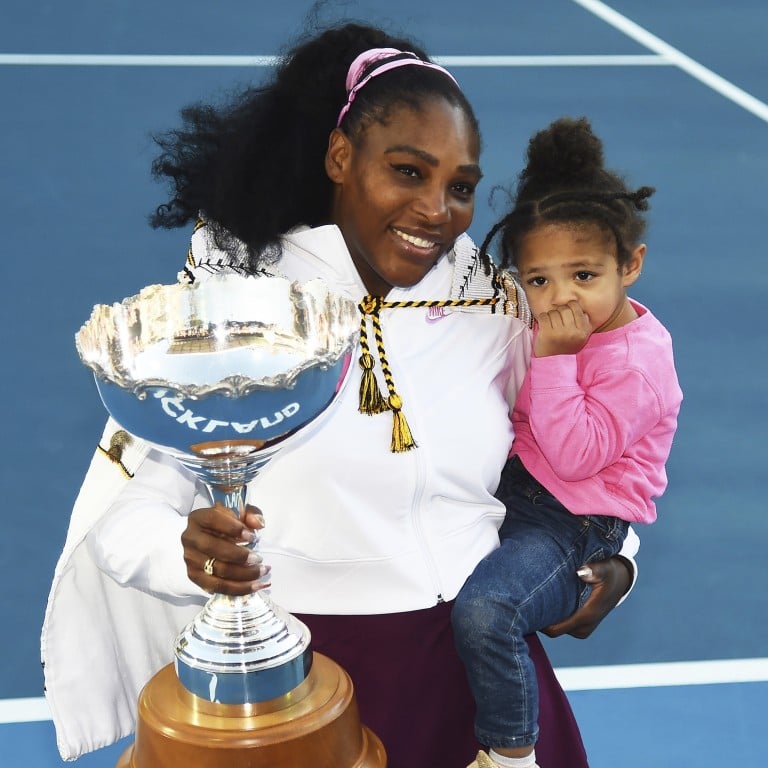 Serena Williams, pictured with her daughter Alexis Olympia Ohanian Jr. after the ASB Classic in Auckland, New Zealand, in January 2020, has said she is ready to step away from tennis after winning 23 grand slam titles, turning her focus to having another child and her business interests. Photo: Photosport via AP