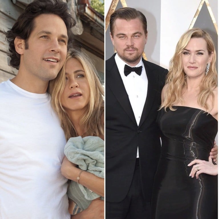 Paul Rudd and Jennifer Aniston, Leonardo DiCaprio and Kate Winslet, and Emma Watson and Rupert Grint are all stars who played couples on screen, but are best friends in real life. Photos: Relativity Media; AP