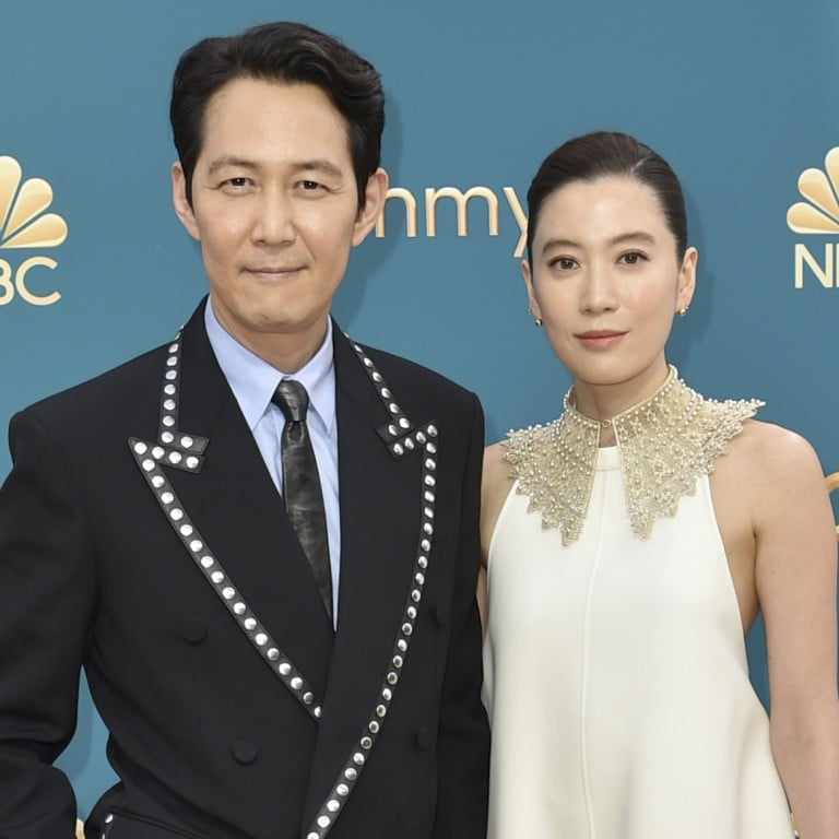 Lee Jung-jae, left, and Lim Se-ryung arrive at the 74th Primetime Emmy Awards on September 12, at the Microsoft Theater in Los Angeles. Photo: Invision/AP