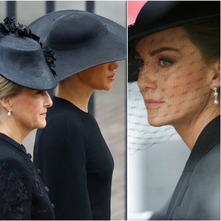 How did the UK’s royal family, including Lady Louise Windsor, Sophie, the Countess of Wessex, Meghan Markle and Kate Middleton, pay tribute to the late Queen Elizabeth at her funeral with their outfit choices? Photos: Reuters