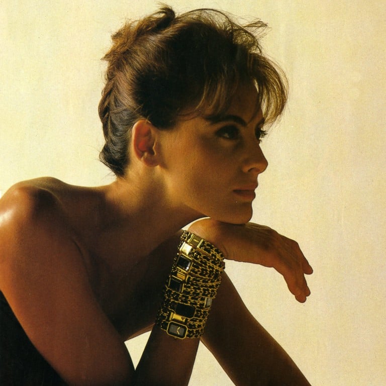 French model and fashion designer Inès de la Fressange wearing the Chanel Première watch at its launch in 1987. Photo: Keiichi Tahara, Built Ltd