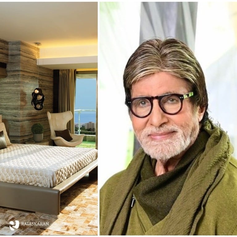 Amitabh Bachchan and his new sea-facing apartment, on the 31st floor of Parthenon, a building in Mumbai’s Four Bungalows area, constructed by prominent city-based luxury-apartment developer Raiaskaran. Photos: @amitabhbachchan, @raiaskaran/Instagram