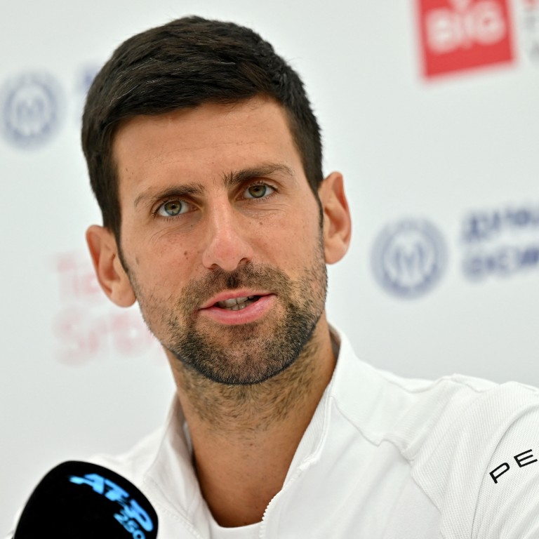 Serbia’s Novak Djokovic attends a press conference during the Serbia Tennis Open ATP 250 series tournament in Belgrade, on April 18. Photo: AFP
