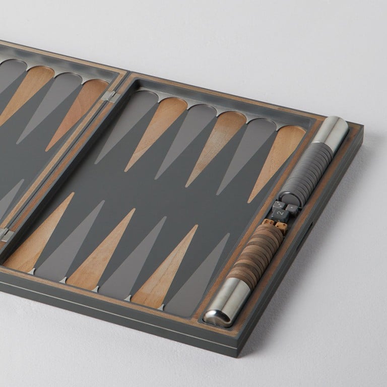 Brunello Cucinelli have employed the modern, man-made material of Krion it is classy US$9,400 backgammon set. Photos: Handouts
