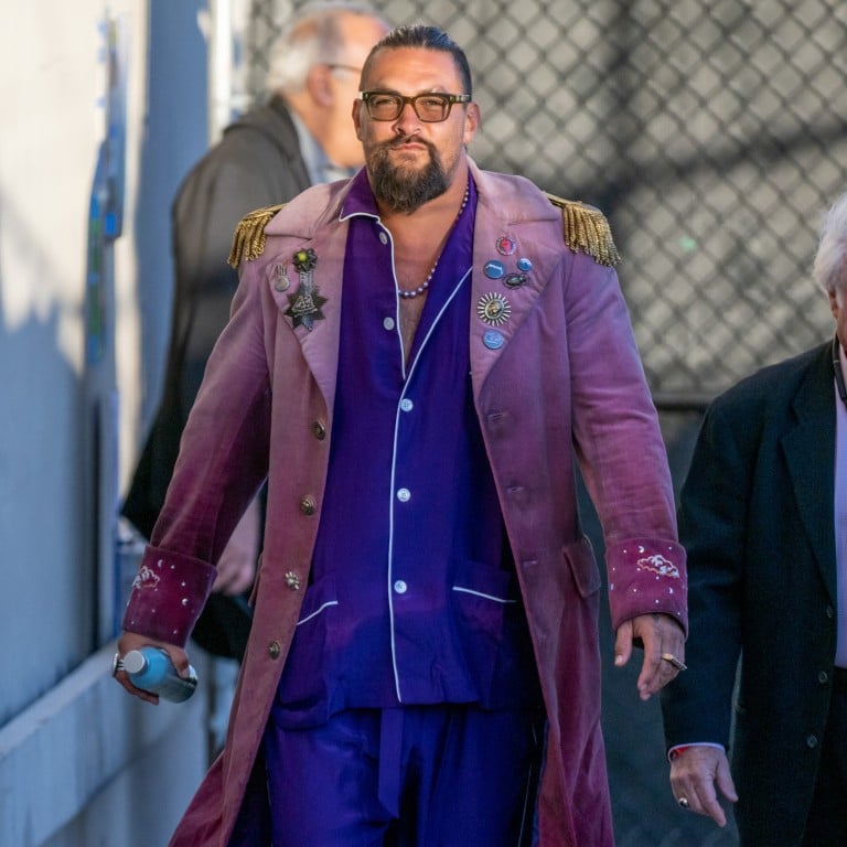 Jason Momoa also wore pyjamas and the coat from his film Slumberland for Jimmy Kimmel Live! on November 9. Photo: Bauer-Griffin/GC Images