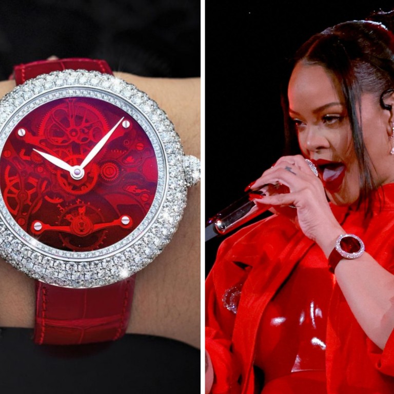 Rihanna's US$72,000 Jacob & Co. Super Bowl watch, revealed: the singer wore  a Northern Lights timepiece covered in diamonds and rubies for her NFL  halftime show, matching her red Loewe jumpsuit