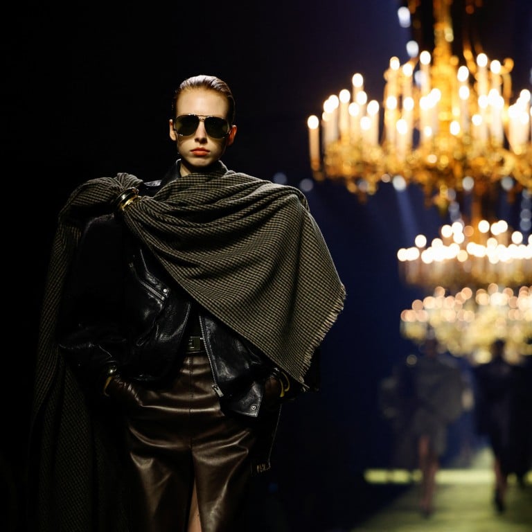 A model showcases the autumn/winter 2023-2024 women’s ready to wear collection show for Saint Laurent during Paris Fashion Week. Photo: Reuters
