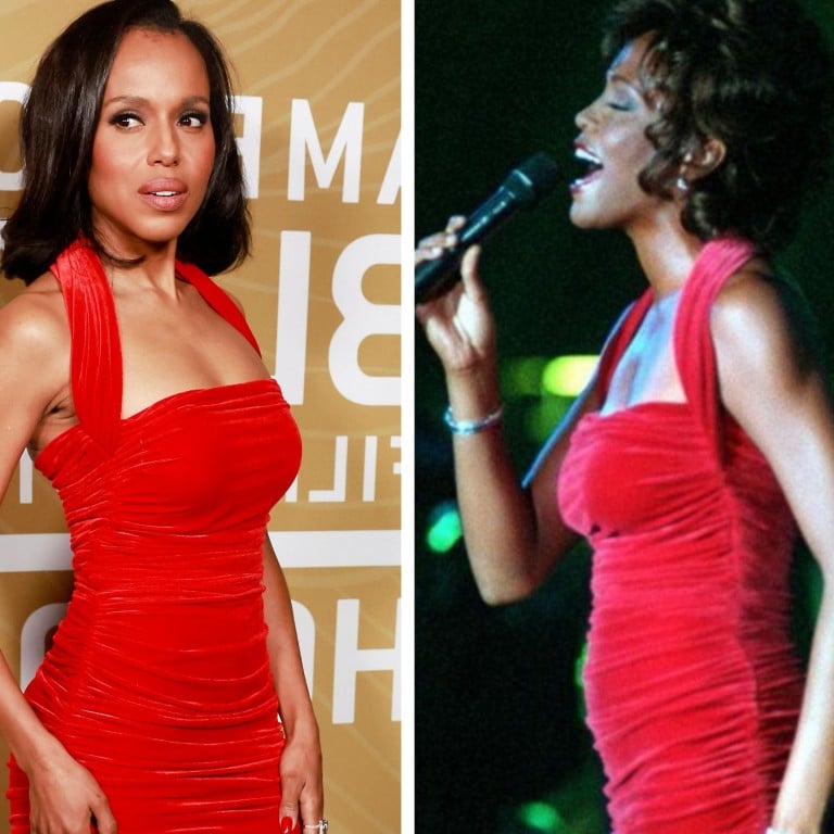 For the recent American Black Film Festival Honors, actress Kerry Washington donned an iconic dress previously worn by Whitney Houston. Photos: @luxurylaw/Instagram, AFP