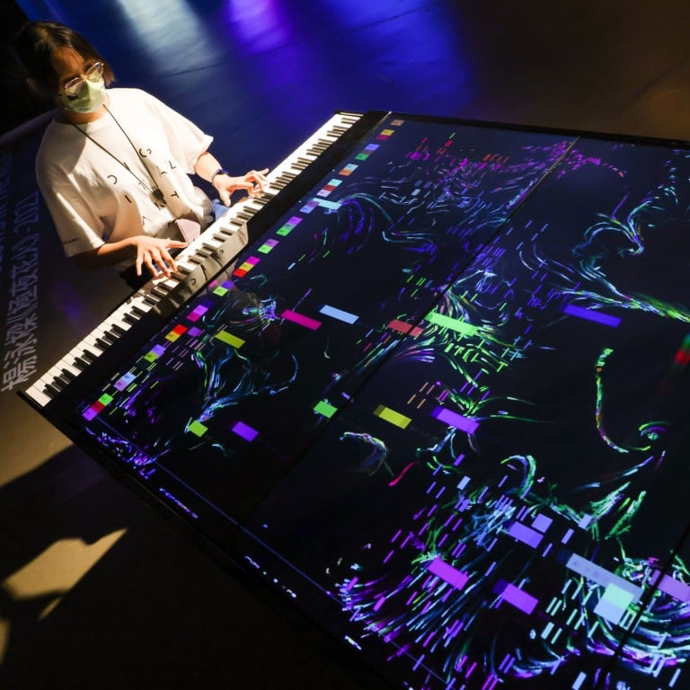 The Blockchain Piano, by renowned Hong Kong designer and digital artist Henry Chu, visualises and spotlights real-time fluctuations of the crypto market, and will be on display at Art Basel Hong Kong 2023. Photo: May Tse
