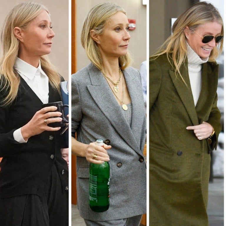 Gwyneth Paltrow showed off her soft power dressing skills during her civil court case involving a 2016 ski accident. Photos: AP, AFP