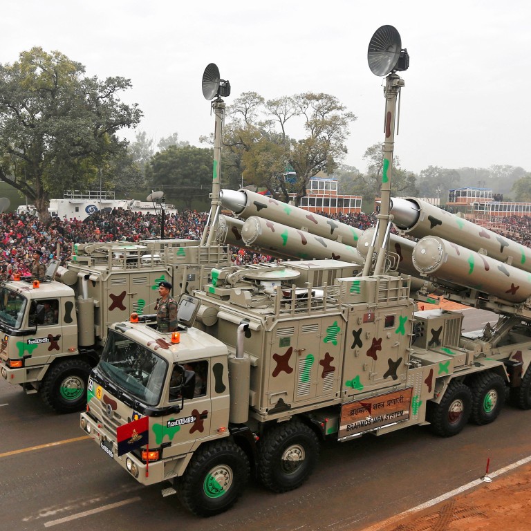 The Indian army’s BrahMos weapon systems is displayed during a Republic Day parade in January 2015. Photo: Reuters