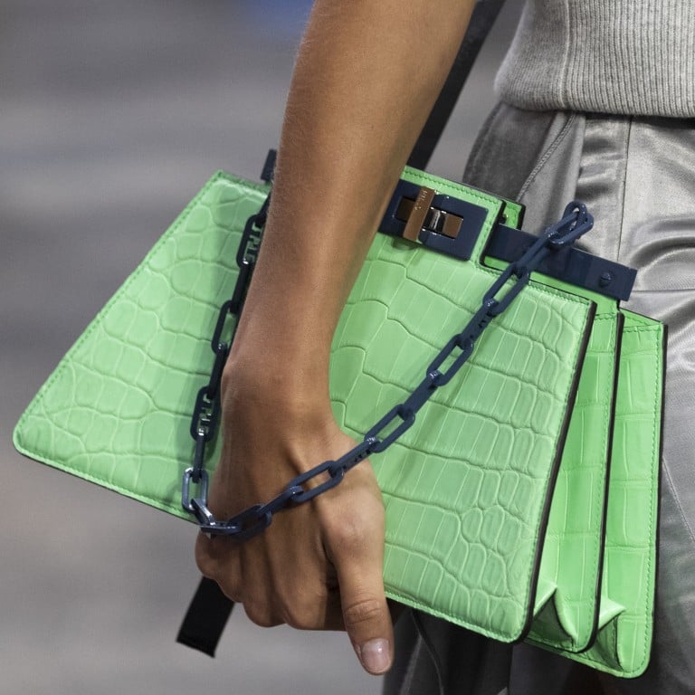 Luxury’s biggest names have released bags in a rainbow of colours this spring, including this green Fendi Peekaboo Cut. Photo: Fendi