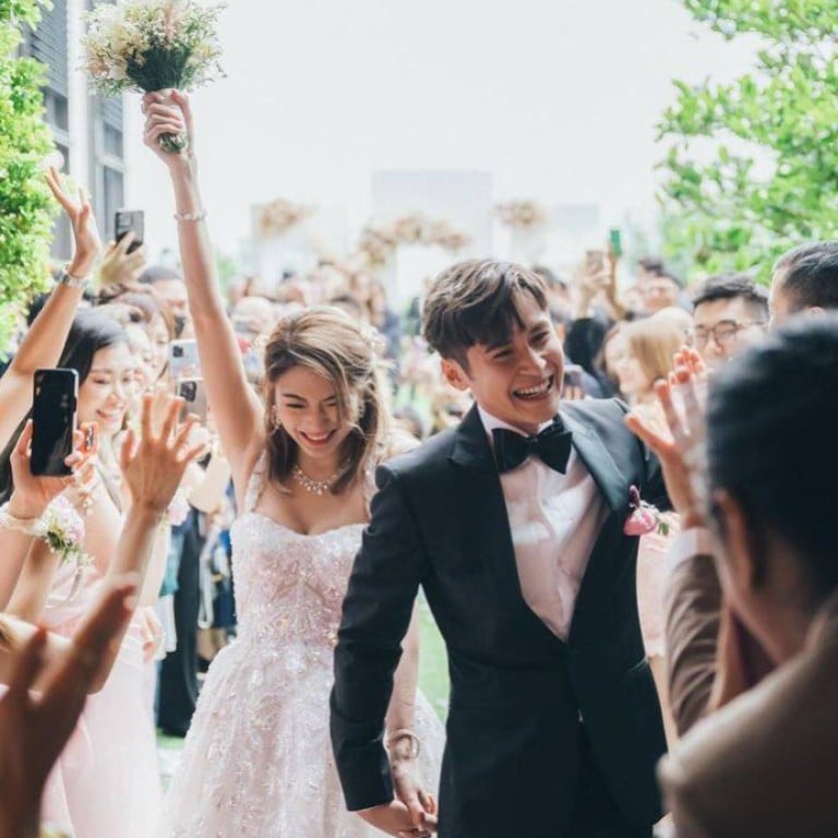 Shiga Lin and Carlos Chan on their wedding day at Rosewood Hong Kong on April 24. Photo: @butterjamvisuals/Instagram