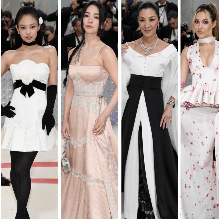 Sora Choi, Jennie Kim, Song Hye-kyo, Michelle Yeoh and Eileen Gu all looked stunning at the 2023 Met Gala, wearing outfits to pay homage to the late Karl Lagerfeld. Photos: AP, AFP