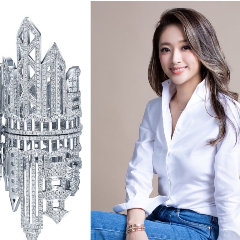 Hong Kong jeweller Sarah Zhuang and her creation Urban Reflection. Photos: Handout