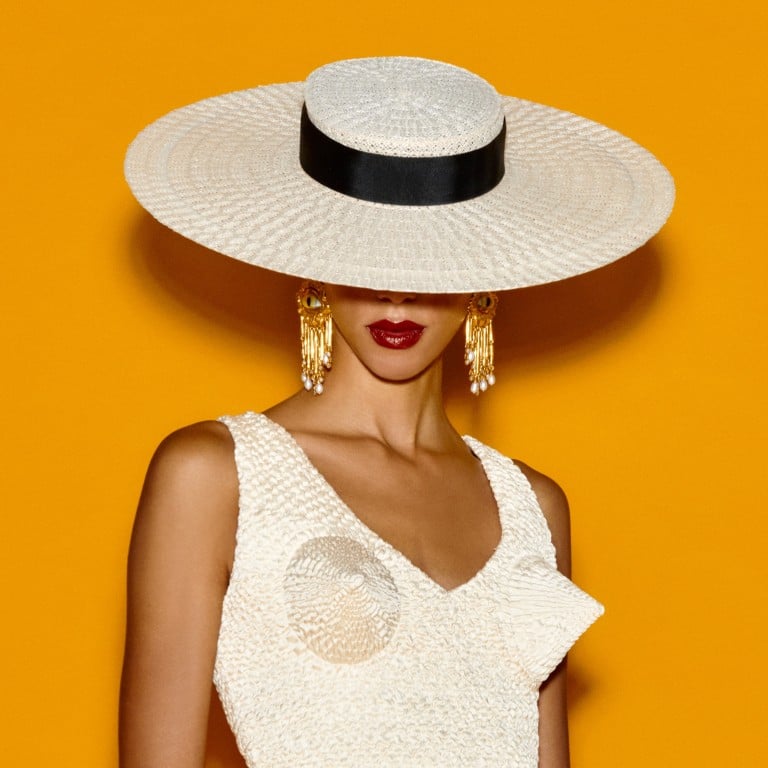 Schiaparelli spring/summer 2023 featured boater hats that elevate certain looks from the collection. Photo: Handout