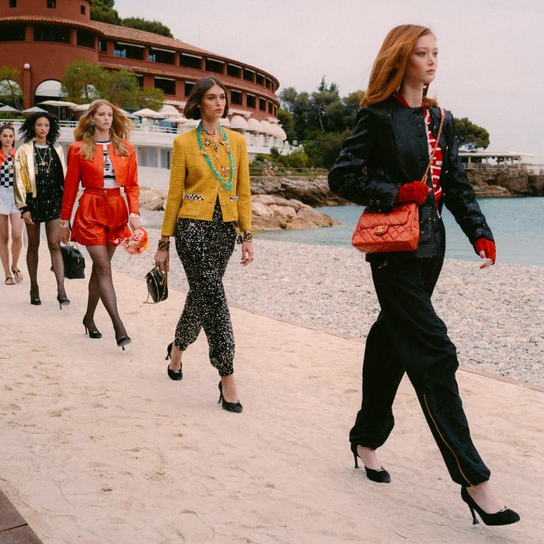 Models present creations by French luxury brand Chanel’s 2022-2023 cruise collection in Monaco, in May 2022. Photo: Chanel