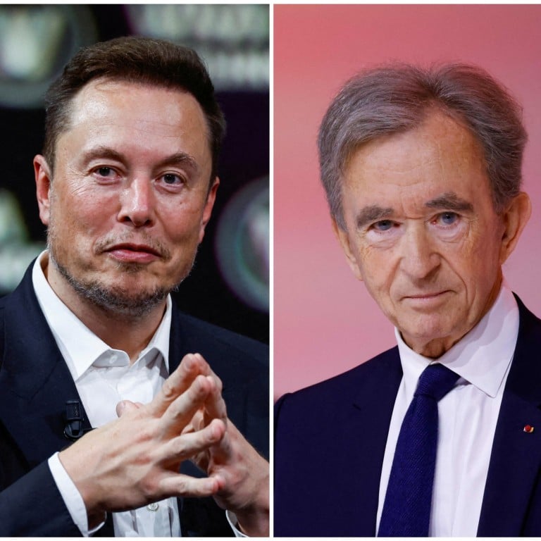 The world’s two richest people, Elon Musk and Bernard Arnault, met up recently. Photos: Bloomberg, AFP