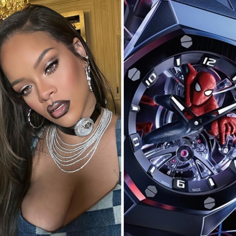 From left to right: Rihanna wearing the Jacob & Co. Flying Tourbillon as a choker; Audemars Piguet’s Royal Oak Concept Tourbillon “Spider-Man”; Watches and Wonders returns to Shanghai; Patek Philippe’s World Time 5330G-010. Photos: Handout