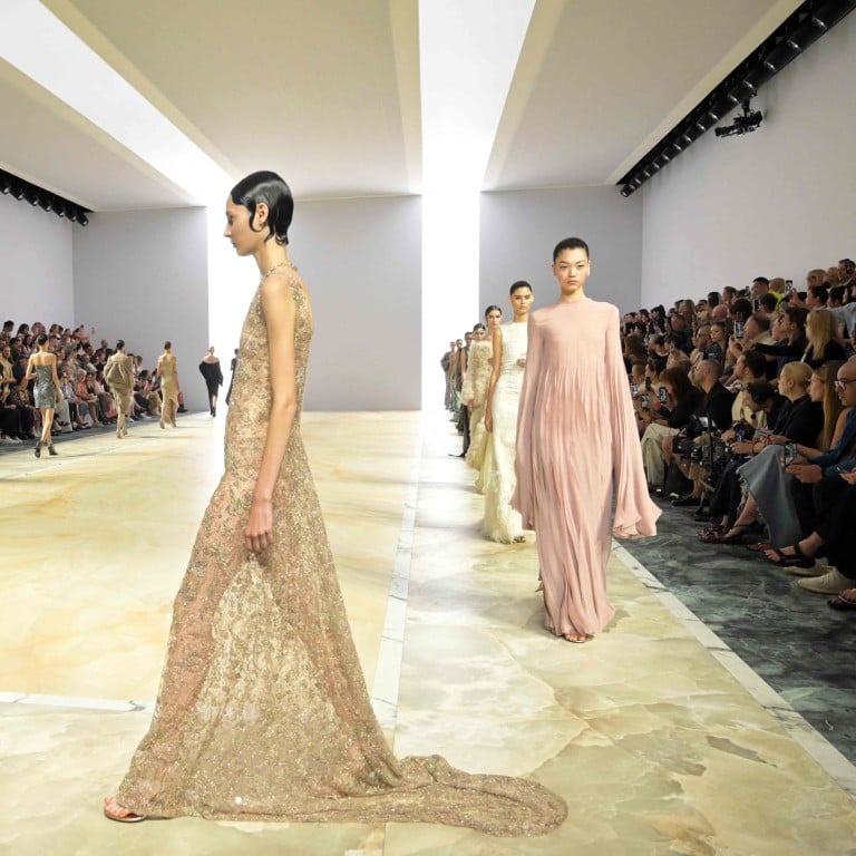 Models present an initial parade of nude creations by Kim Jones at Fendi during the Women’s Haute-Couture Fashion Week in Paris on July 6. Photo: AFP