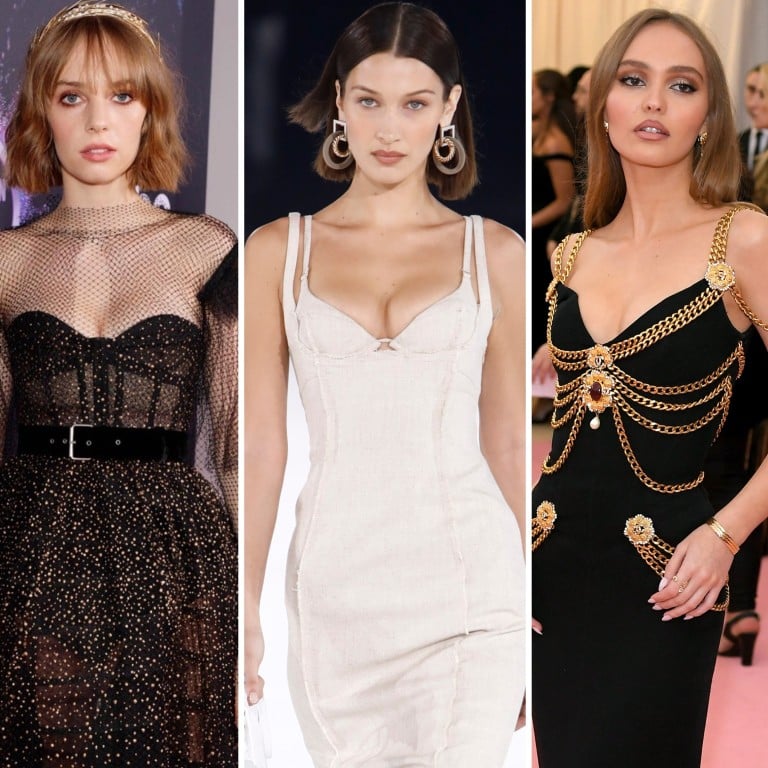 The new generation of nepo baby fashion faces: Maya Hawke, Bella Hadid, Lily-Rose Depp and Lila Moss all hail from famous families. Photos: @maya_hawke/Instagram; Getty Images; @lilamoss/Instagram
