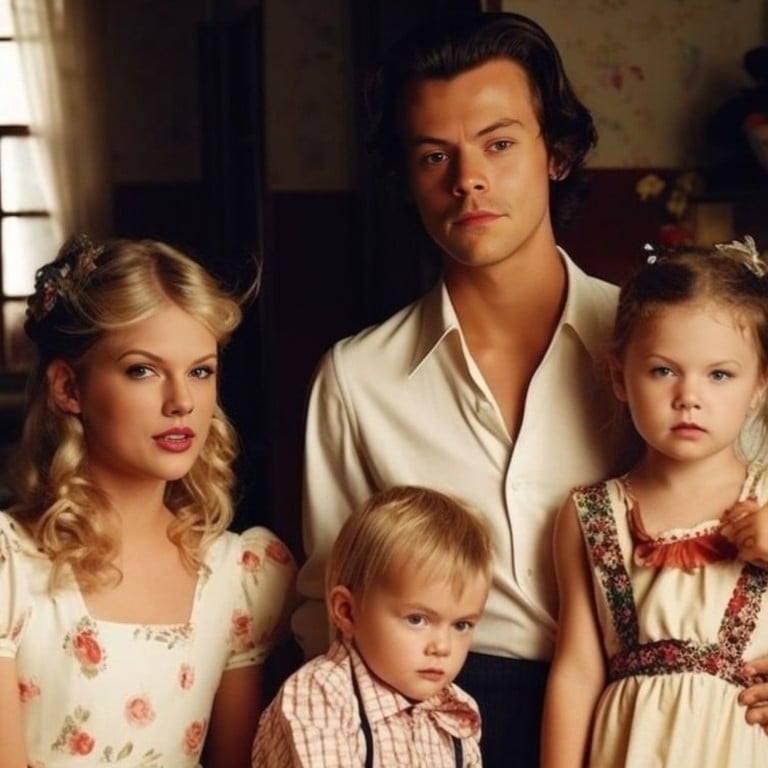 AI art reveals how iconic celebrity exes like Taylor Swift and Harry Styles, and Jennifer Aniston and Brad Pitt’s families could’ve looked like today had they stayed together. Photos: @mrpomeroyj_ai/Instagram