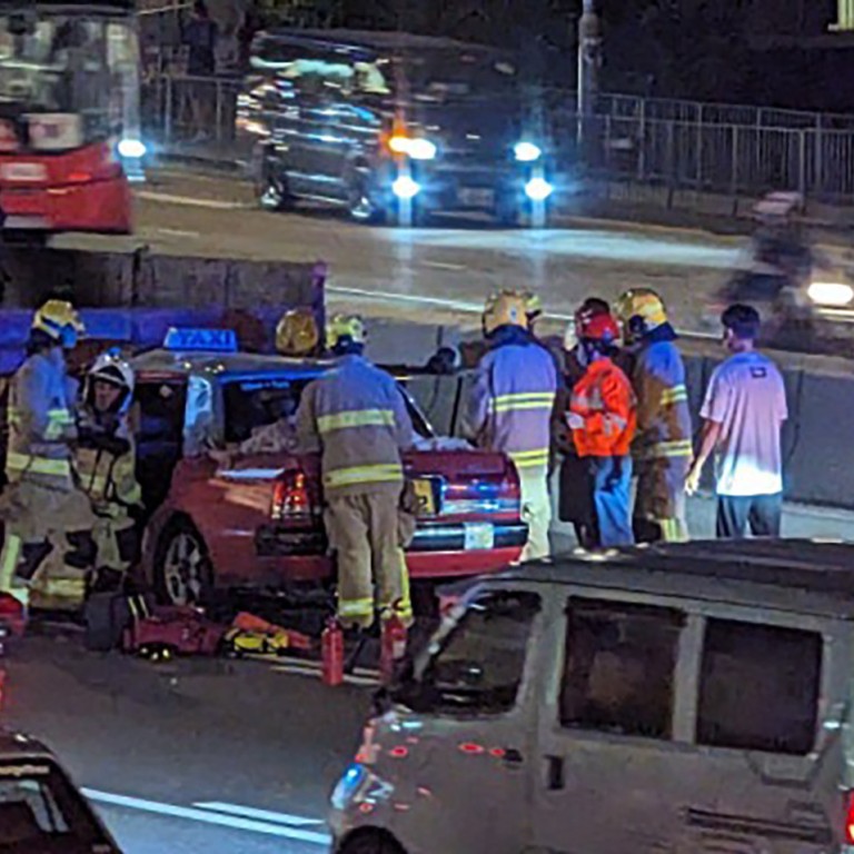 Hong Kong Taxi Driver Killed, 4 Passengers Hurt In Crash With Crane Truck