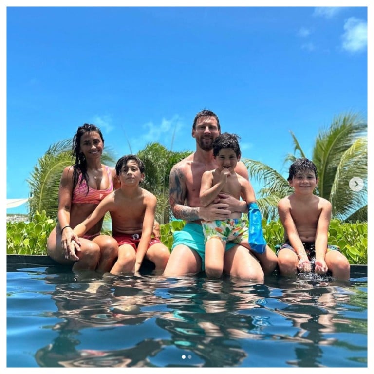 Lionel Messi with his family in the Caribbean. Photo: @leomessi/Instagram