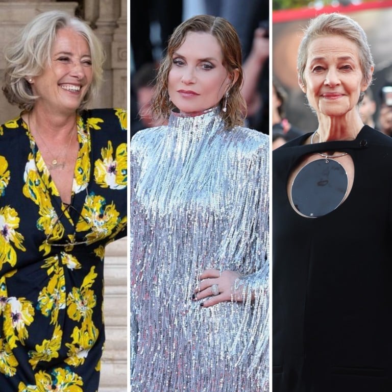 Emma Thompson, Isabella Huppert, Charlotte Rampling and Carla Bruni at the Venice International Film Festival in 2023. Photos: @dvf, @isabelle.huppert/Instagram; Getty Images