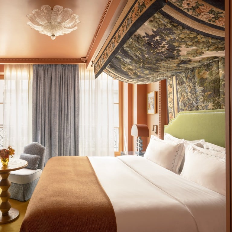 A bedroom at Le Grand Mazarin, a newly opened hotel in the Marais district of Paris. Photos: Handout