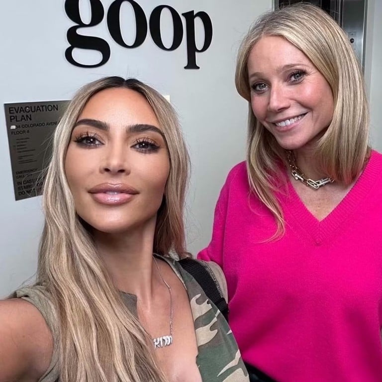 Gwyneth Paltrow with Kim Kardashian on Goop, one of the hottest celebrity podcasts in the game. Photo: @gwynethpaltrow/Instagram