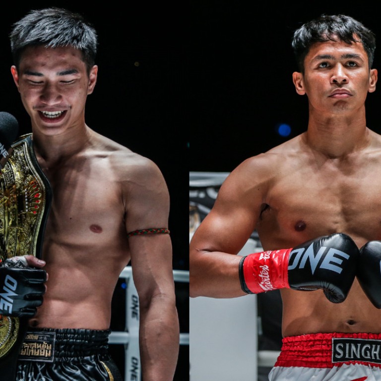 Tawanchai (left) will defend his featherweight Muay Thai title against Superbon. Photos: ONE Championship