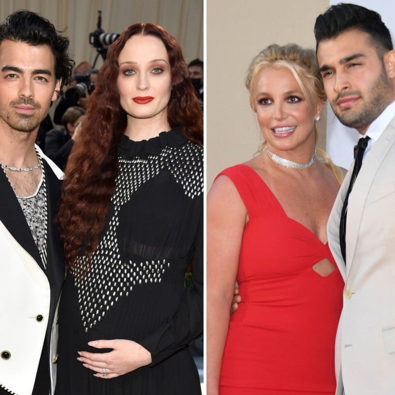 Joe Jonas and Sophie Turner, and Britney Spears and Sam Asghari are two of the many celebrity couples going through divorces this year. Photos: AFP, AP