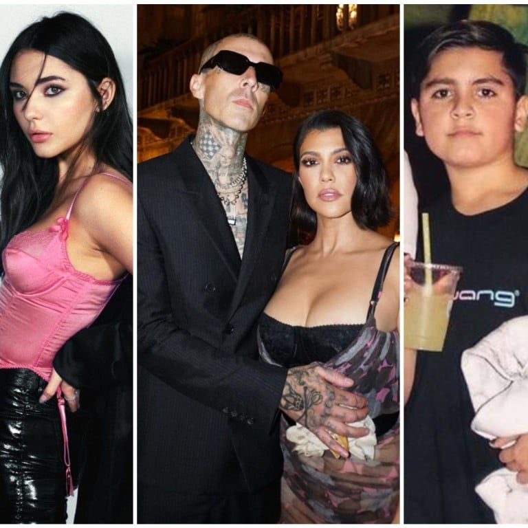Travis Barker and Kourtney Kardashian may have just welcomed a new baby, but they already hav a large blended family. Photos: @landonasherbarker, @atianadelahoya, @kourtneykardash, @lordmasondashdisick, @kourtneykardash/Instagram