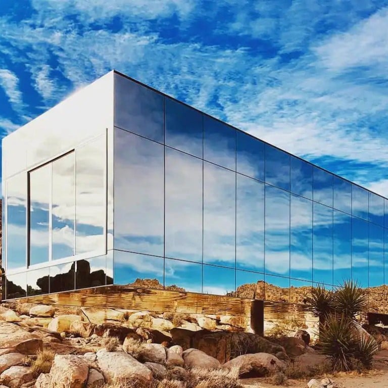 The Invisible House in Joshua Tree, California, is completely cloaked in mirrors to reflect its surroundings. Photos: Handout