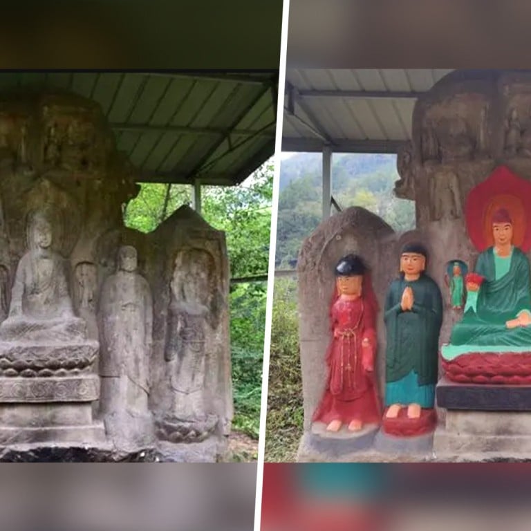 ‘hard to accept’: china villagers give 1,400-year-old buddhist statues innocent paint job of thanks, damage artefacts