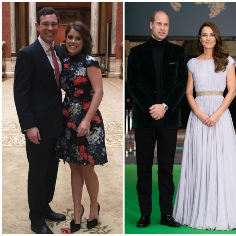 Princess Eugenie and Jack Brooksbank, Prince William and Kate Middleton, and Meghan Markle and Prince Harry. Photos: @princesseugenie, @sussexroyal/Instagram; WireImage
